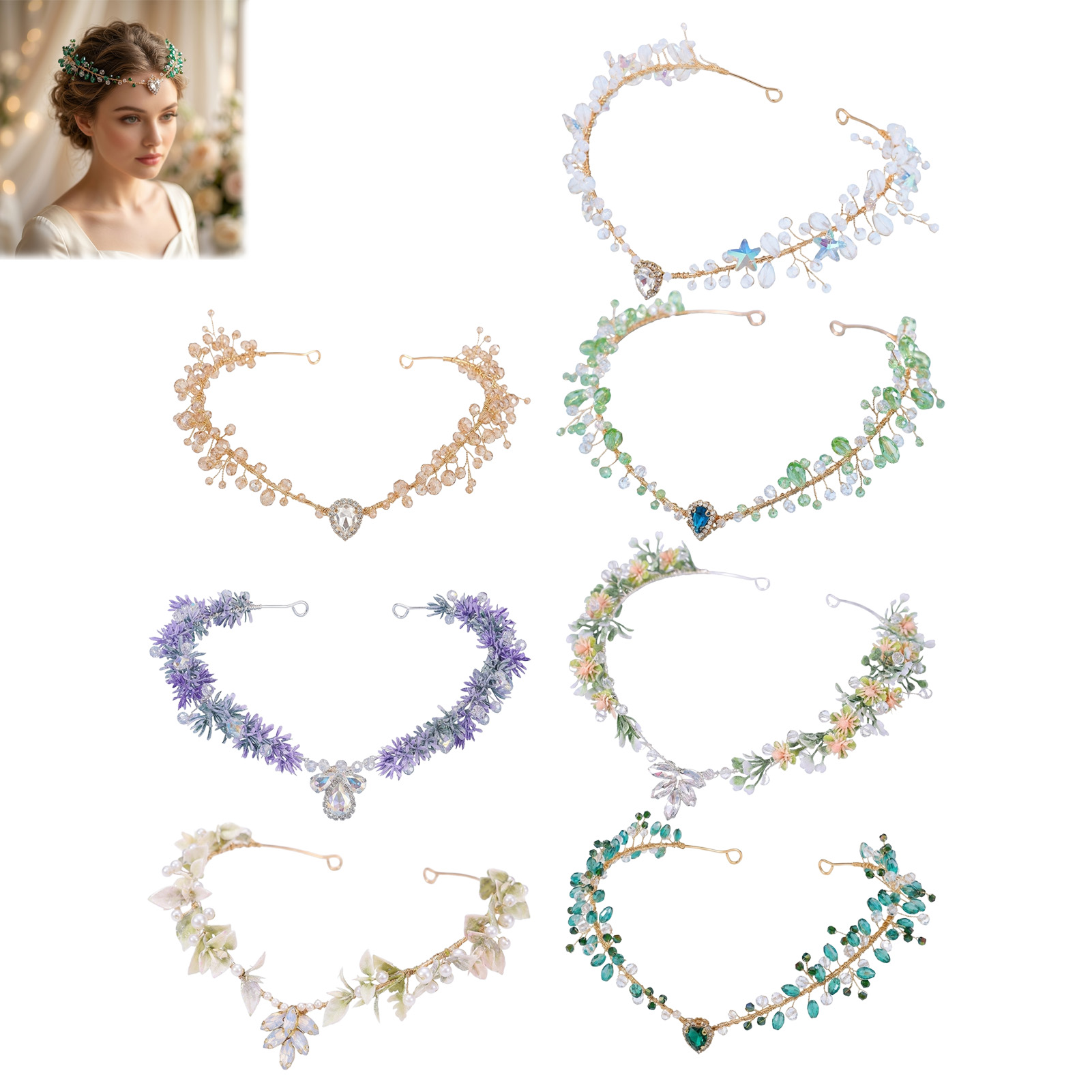 Women Accessories For Wedding - Bridal Hairband Triangular Crystal Headpiece Forehead