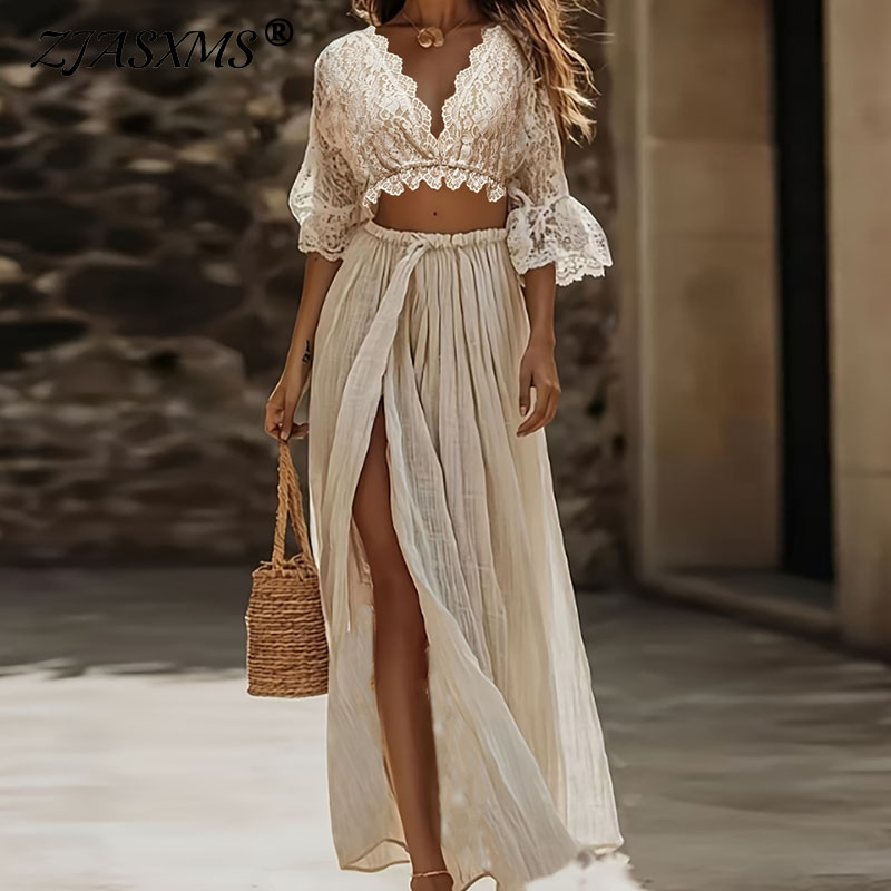 Women'S Vacation Accessories - Womens Bohemian Lace Two Piece Set