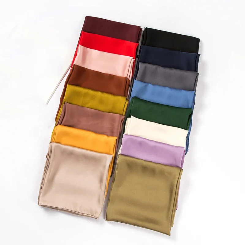 Women Accessories Wholesale China - Satin Scarf Women 70cm Solid Color