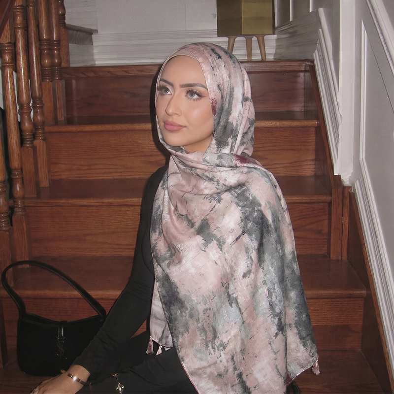 Women'S Vacation Accessories - Ink Painting Print Tassel Edge Hijab