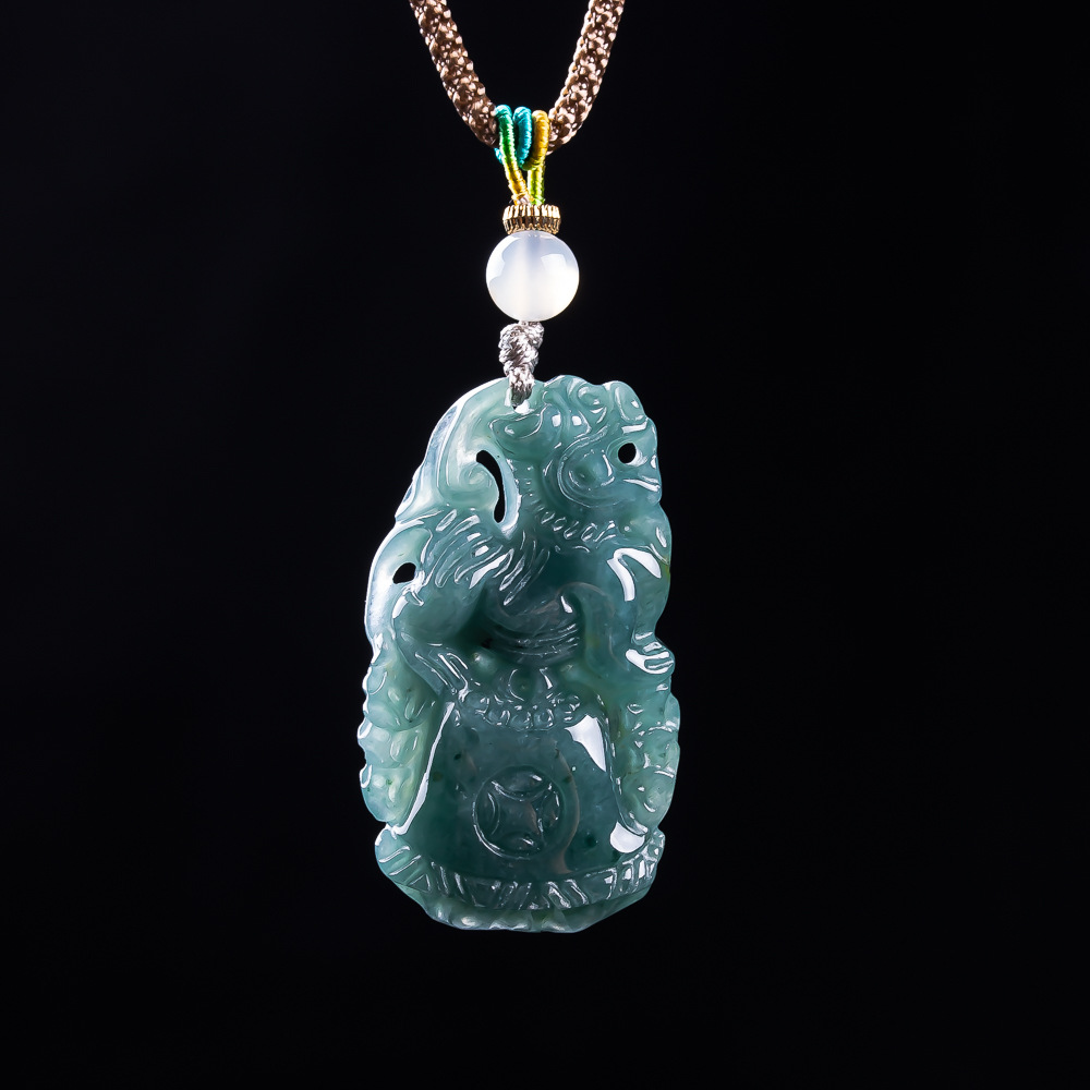 Woman Accessory - Burmese Jadeite Pixiu Pendant Designer Gemstone