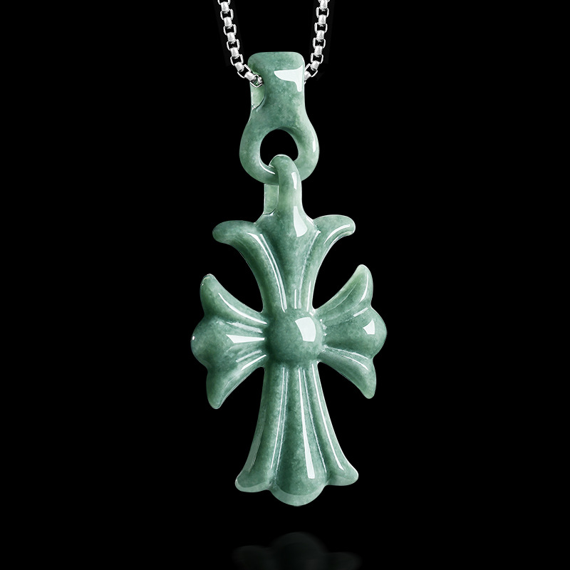 Women'S Accessories And Jewelry - Natural Burmese Jadeite Cross Pendant Necklace