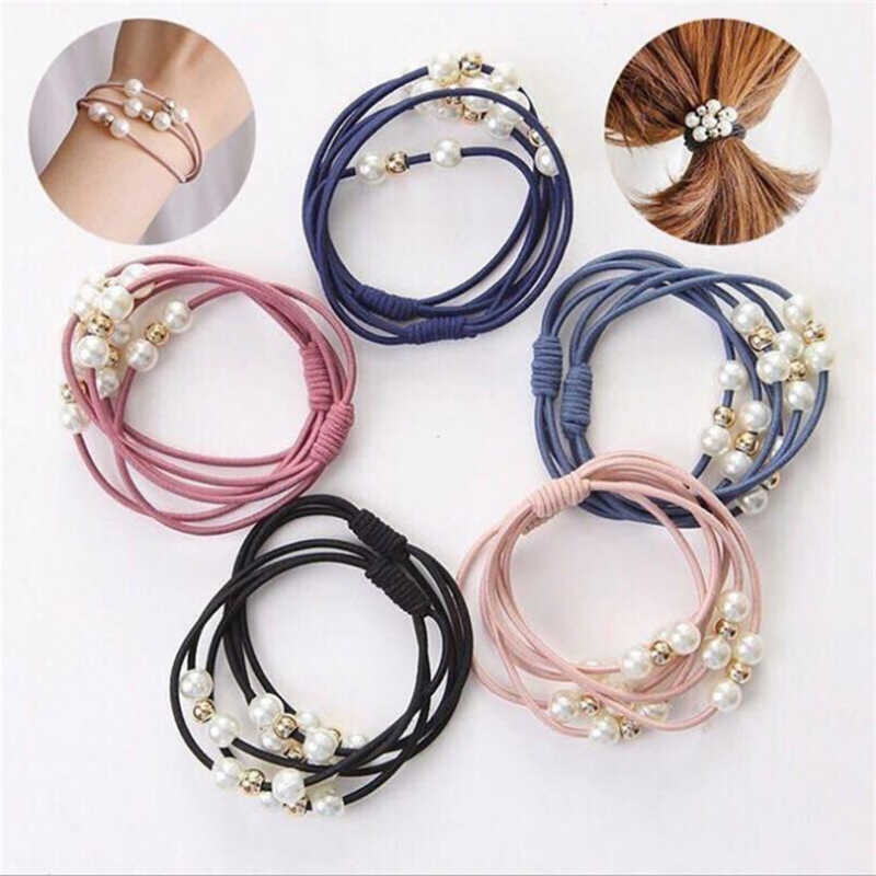 Women Accessories Wholesale China - 10pcs Basic Knot Pearls Elastic Hair