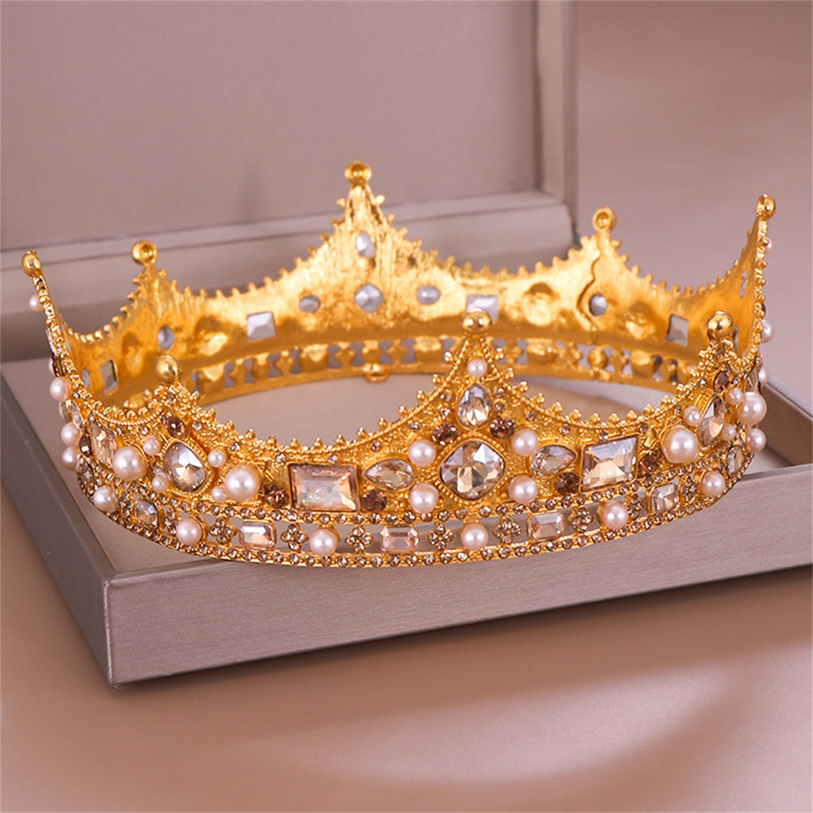 Women Accessories For Wedding - Alloy Crown Tiara Retro Bridal Rhinestone