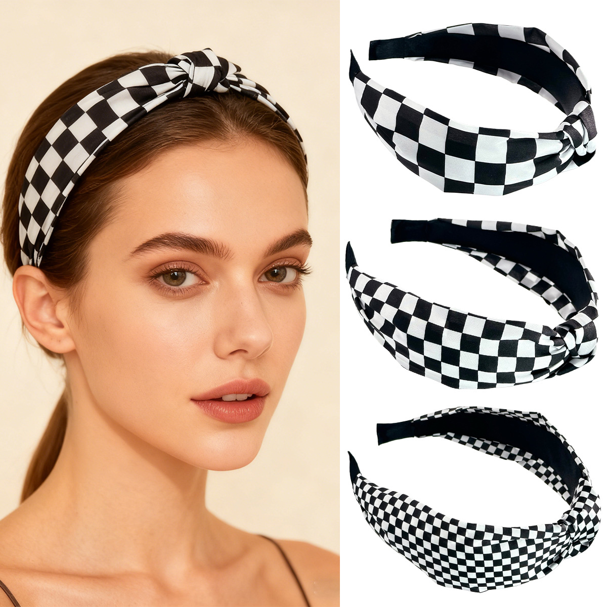 Black and White Checkered Head - огляд і ціна Women Accessories Wholesale China